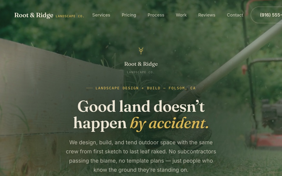 Root Ridge Landscaping website